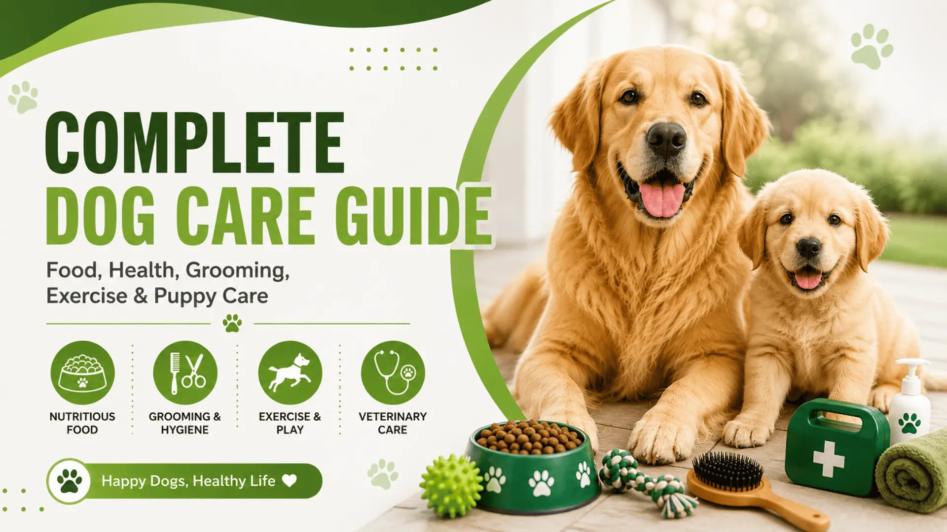 Complete Dog Care Guide: Food, Health, Grooming, Exercise & Puppy Care