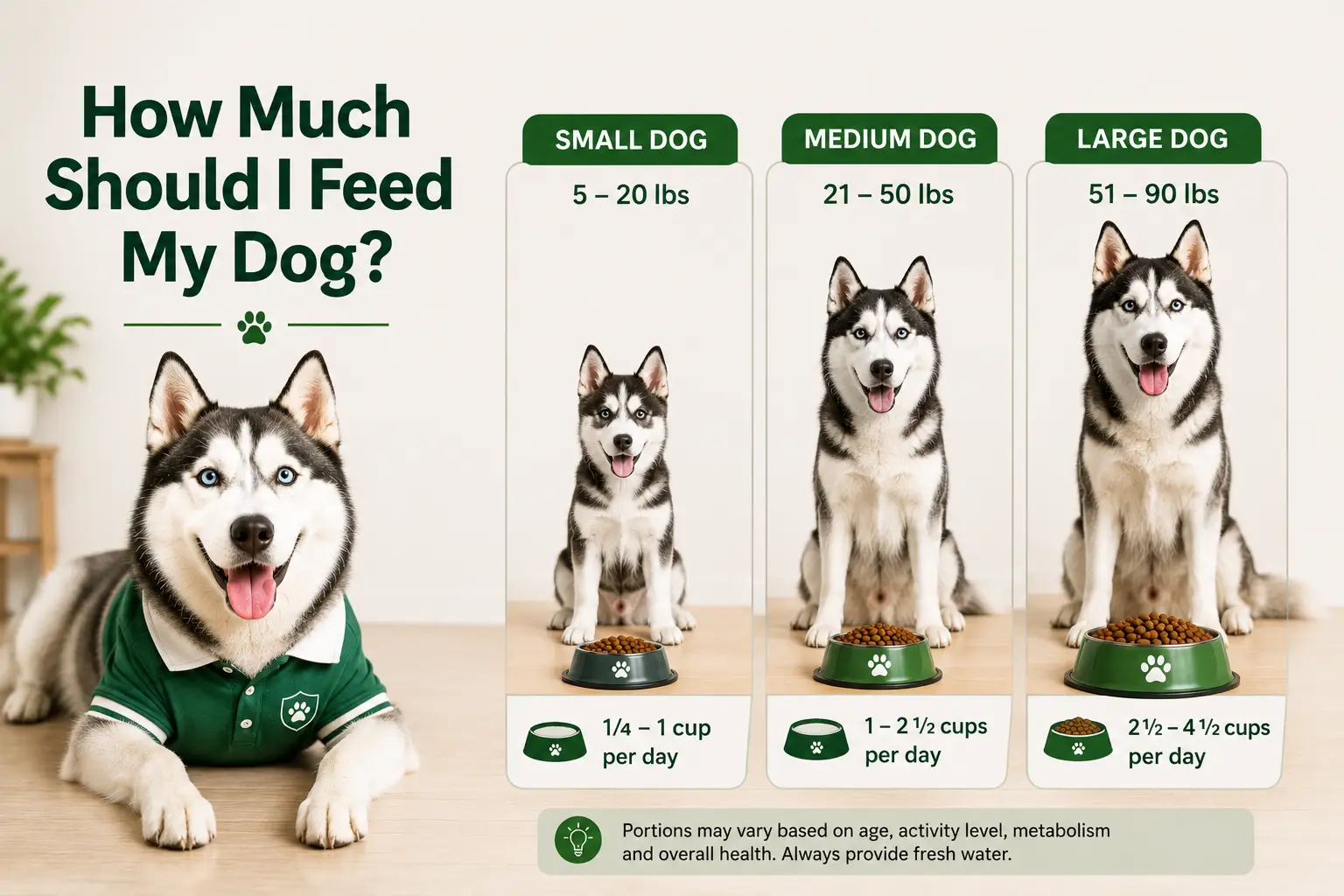 Dog feeding chart by weight for small medium and large dogs