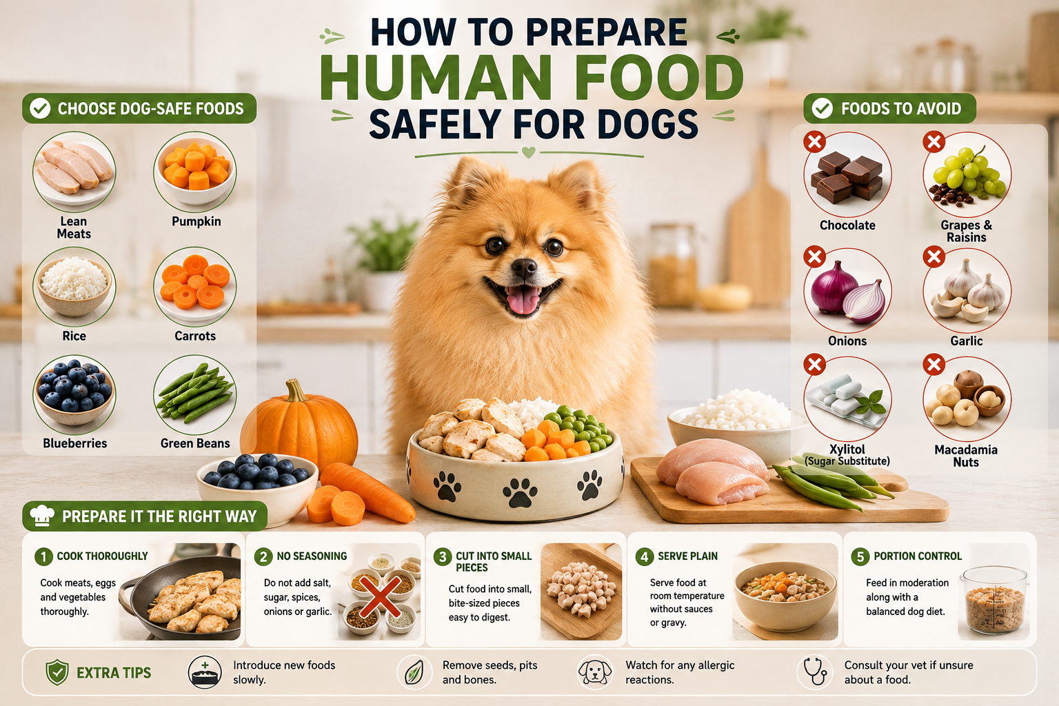 How to prepare human food safely for dogs