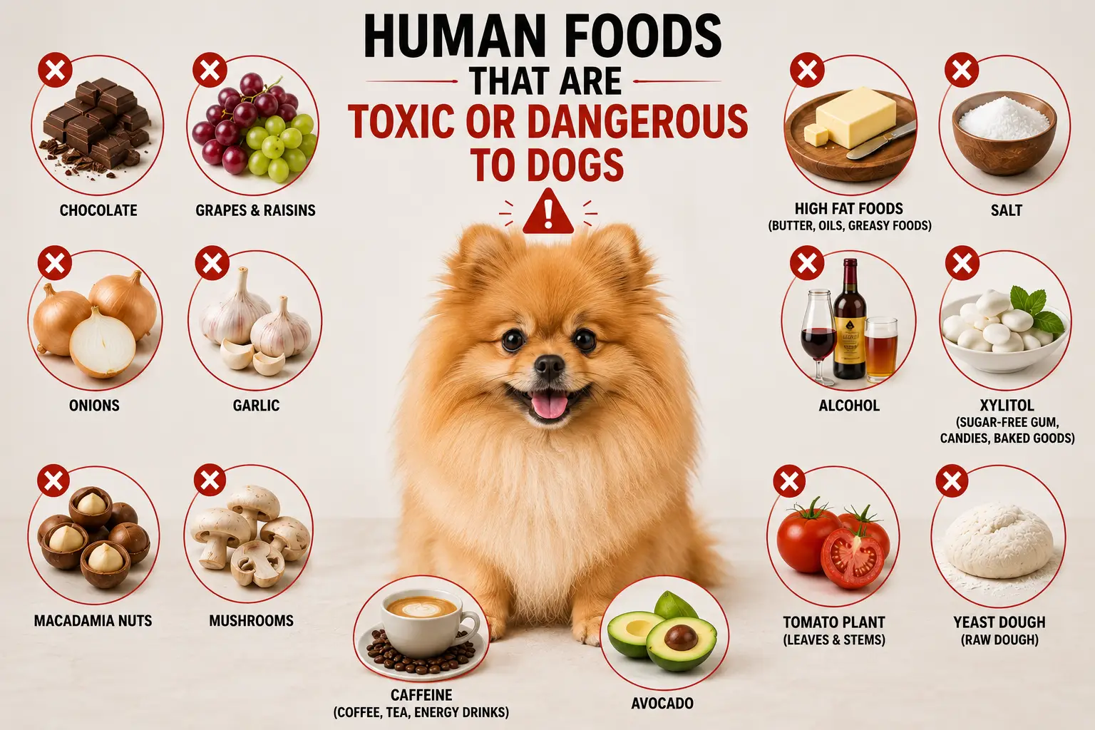 Human foods that are toxic or dangerous to dogs